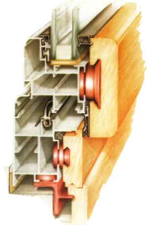 Coupe de profilé aluminium et bois pour coulissants