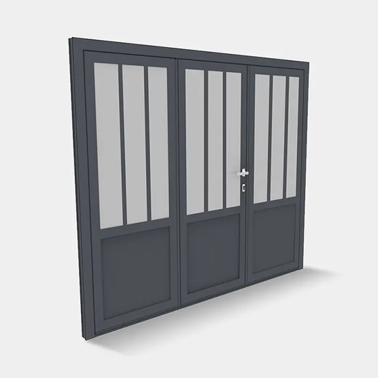 Porte de garage à vantaux isolante vitrée style verriere